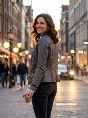 Vegan Leather Grey Moto Jacket - size s